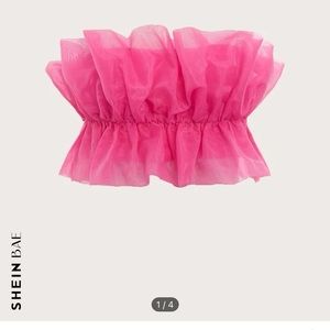 SHEIN Bae Ruffle Hem Organza Tube Top